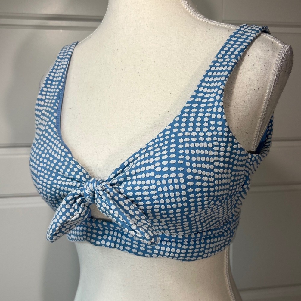 Aerie Light Blue Polka Dot Scoop Tie Front‎ Y2K Summer Bralette Top Large